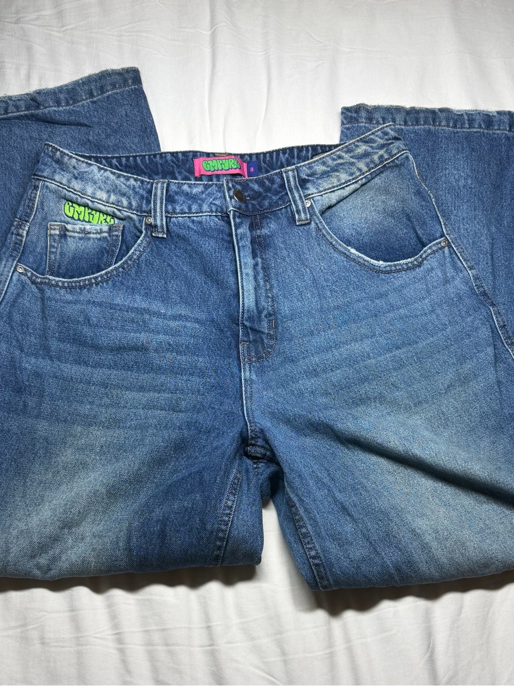Empyre Women's Blue Wide-Leg Jeans Y2K Style